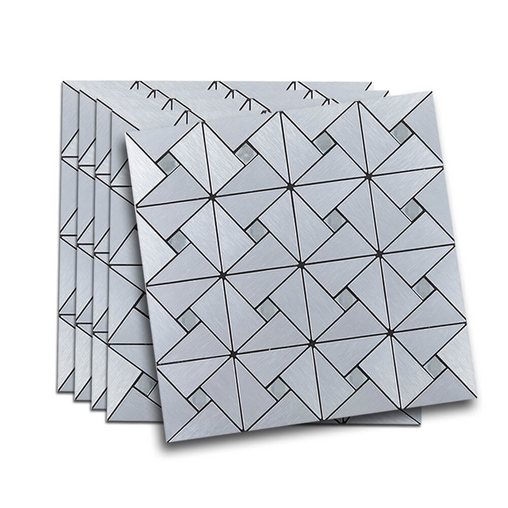 5-Pack Peel and Stick Tile Backsplash Metal Surface with Crystal Diamond